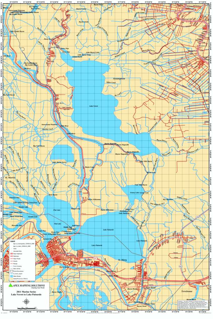 Lake Verret and Lake Palourde Map